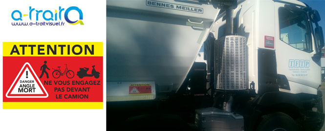 Adhésifs DANGER ANGLES MORTS Poids lourds/Bus Adhésifs DANGER ANGLES MORTS Poids lourds/Bus