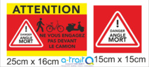 Adhésifs DANGER ANGLES MORTS Poids lourds/Bus Adhésifs DANGER ANGLES MORTS Poids lourds/Bus