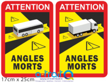 Adhésifs DANGER ANGLES MORTS Poids lourds/Bus