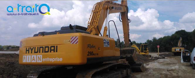 Flocage adhésif engins de chantier Bassin d'Arcachon