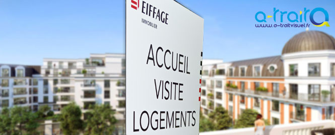 Panneau signalétique alu sur pied EIFFAGE Immobilier