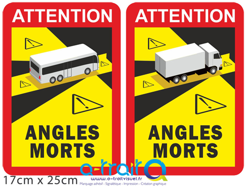Adhésifs DANGER ANGLES MORTS Poids lourds/Bus Adhésifs DANGER ANGLES MORTS Poids lourds/Bus