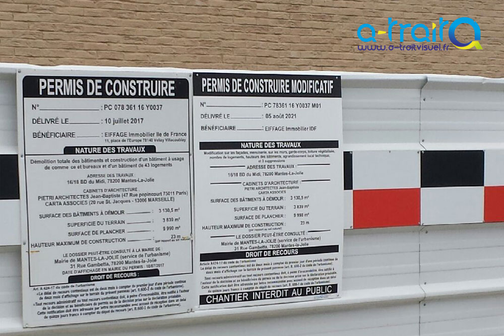 EIFFAGE Immobilier -  Panneaux de chantier "Permis de construire / modificatif"