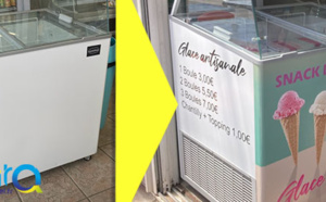 Impression découpe d'adhésifs habillage publicitaire vitrine à glace