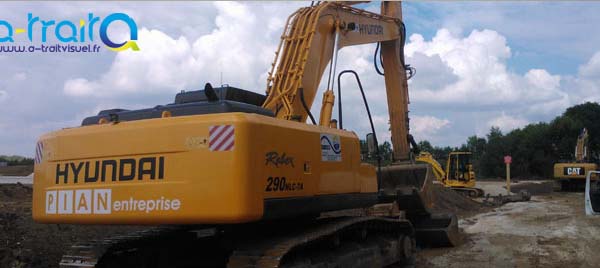 Flocage adhésif engins de chantier Bassin d'Arcachon